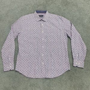 Bugatchi shaped fit all over classic car print dress shirt